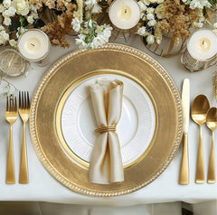 Plastic Charger Plate - Gold Beaded