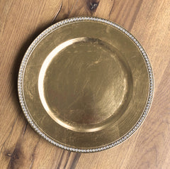 Plastic Charger Plate - Gold Beaded