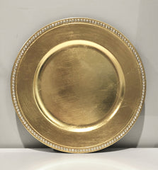 Plastic Charger Plate - Gold Beaded