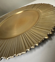 Plastic Charger Plate - Gold Pleated