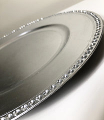 Plastic Charger Plate - Silver Beaded