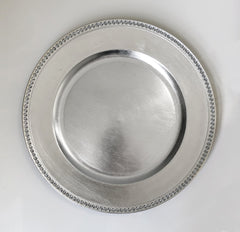 Plastic Charger Plate - Silver Beaded