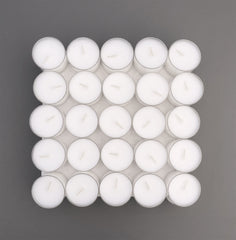 50 Pack of Clear Case Tealight Candles 7+ Hr