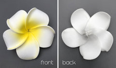 10 Pack of Artificial Foam Frangipani Yellow/White - 7cm