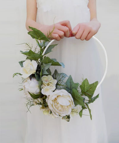 Floral Bouquet Hoop - White