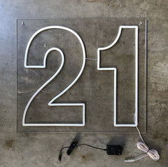 TWENTY ONE 21 Neon Style Sign