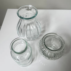 Set of 3 Assorted Ribbed Vases