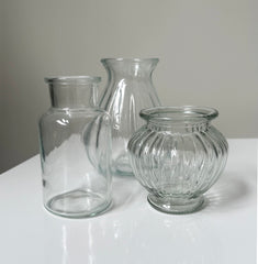 Set of 3 Assorted Ribbed Vases