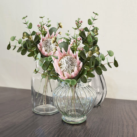 Set of 3 Assorted Ribbed Vases