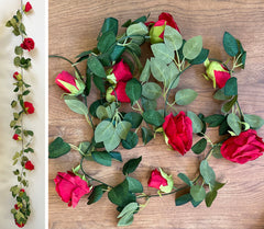 Artificial Rose Garland 1.65m - Various Colours