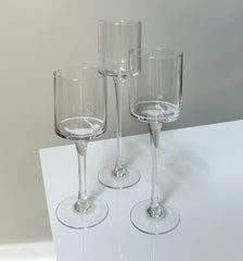 Set of 3 Glass Candle Holders