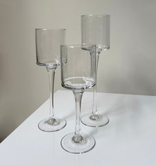 Set of 3 Glass Candle Holders