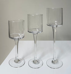 Set of 3 Glass Candle Holders