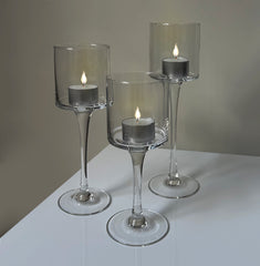 Set of 3 Glass Candle Holders