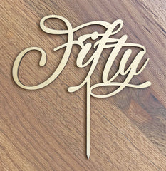 Fiftieth 50 Wooden Cake Topper