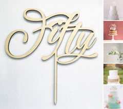 Fiftieth 50 Wooden Cake Topper