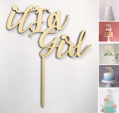 It's A Girl Wooden Cake Topper