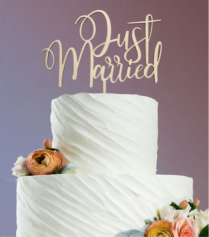 Just Married Wooden Cake Topper