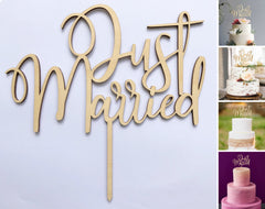 Just Married Wooden Cake Topper