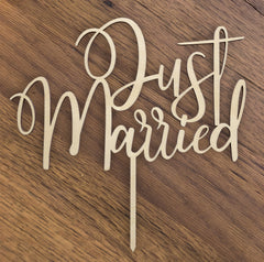 Just Married Wooden Cake Topper