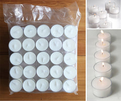 50 Pack of Clear Case Tealight Candles 7+ Hr