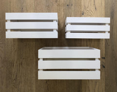 Set 3 Rustic Wooden Crates - White