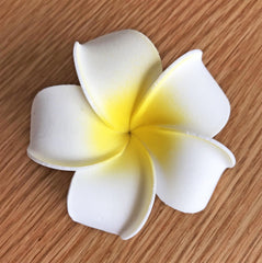 10 Pack of Artificial Foam Frangipani Yellow/White - 7cm