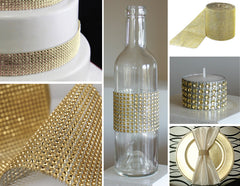 Faux Diamante Mesh Roll - GOLD