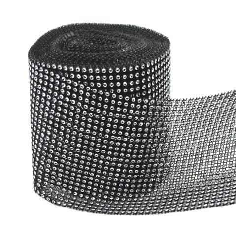 Faux Diamante Mesh Roll - BLACK & SILVER