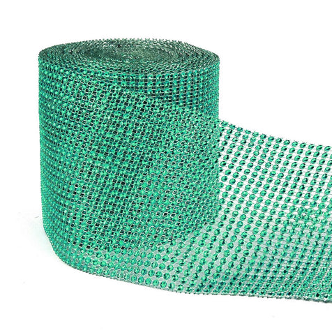 Faux Diamante Mesh Roll - GREEN