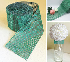 Faux Diamante Mesh Roll - GREEN