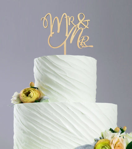 Mr & Mr Wooden Cake Topper