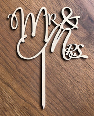 Mr & Mrs Wooden Cake Topper