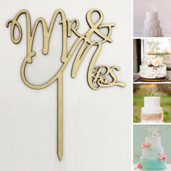 Mr & Mrs Wooden Cake Topper