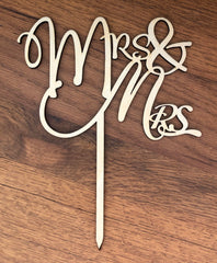 Mrs & Mrs Wooden Cake Topper