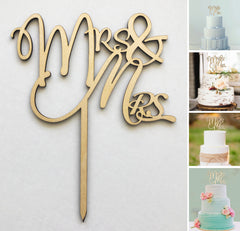 Mrs & Mrs Wooden Cake Topper