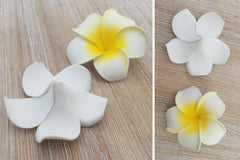 10 Pack of Artificial Foam Frangipani Yellow/White - 7cm