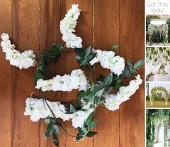 Artificial White Wisteria Garland 1.8m