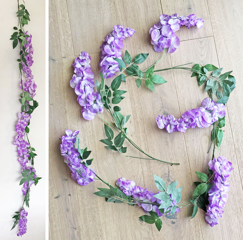 Artificial Purple Wisteria Garland 1.8m