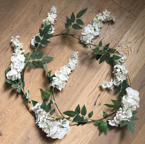 Artificial White Wisteria Garland 1.8m