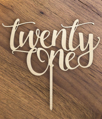 Twenty First Wooden Cake Topper