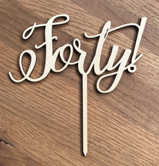 Fortieth 40 Wooden Cake Topper