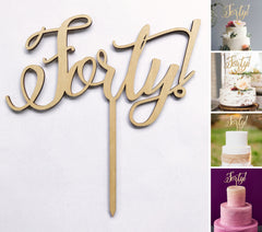 Fortieth 40 Wooden Cake Topper