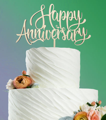 Happy Anniversary Wooden Cake Topper