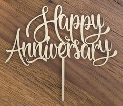 Happy Anniversary Wooden Cake Topper