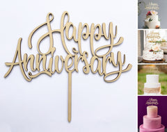 Happy Anniversary Wooden Cake Topper