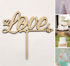 Love Wooden Cake Topper