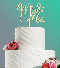 Mr & Mrs Wooden Cake Topper