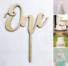 First Birthday One Wooden Cake Topper