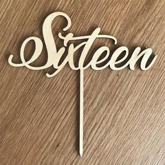 Sixteenth Birthday 16 Wooden Cake Topper